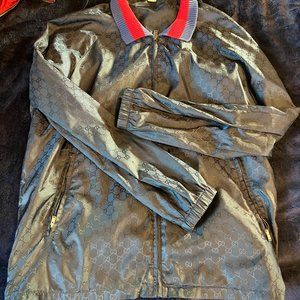 Gucci Nylon Windbreaker Size L Blue/Red Detachable Hood